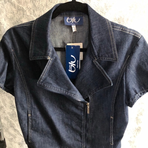 Byblos Jackets & Blazers - Byblos Blu Short Sleeve Denim Jacket Made In Italy